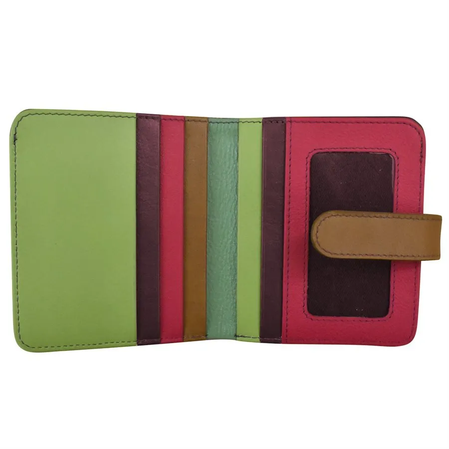 ILI NEW YORK 7301 BI-FOLD LEATHER CREDIT CARD WALLET SAGE MULTI