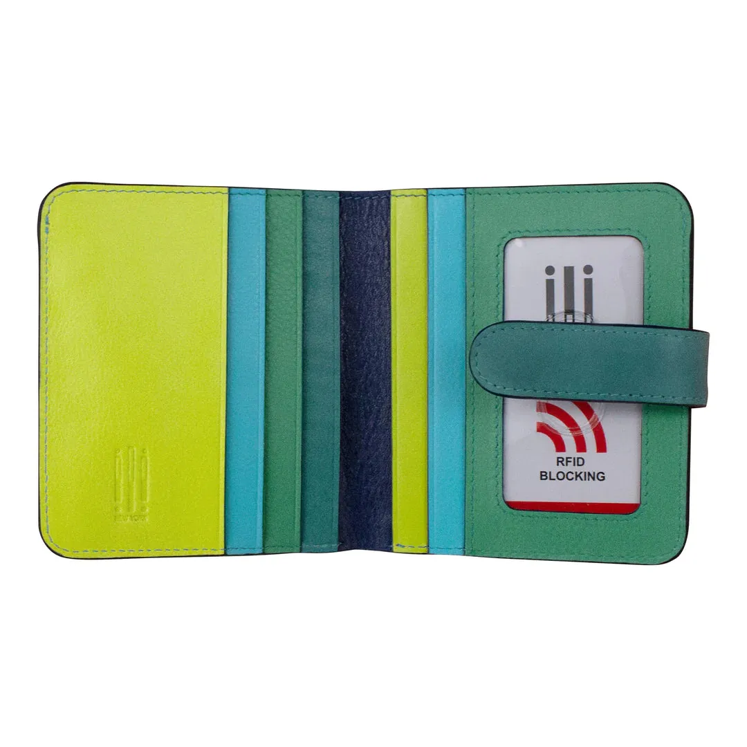 ILI NEW YORK 7301 BI-FOLD LEATHER CREDIT CARD WALLET SERENITY MULTI