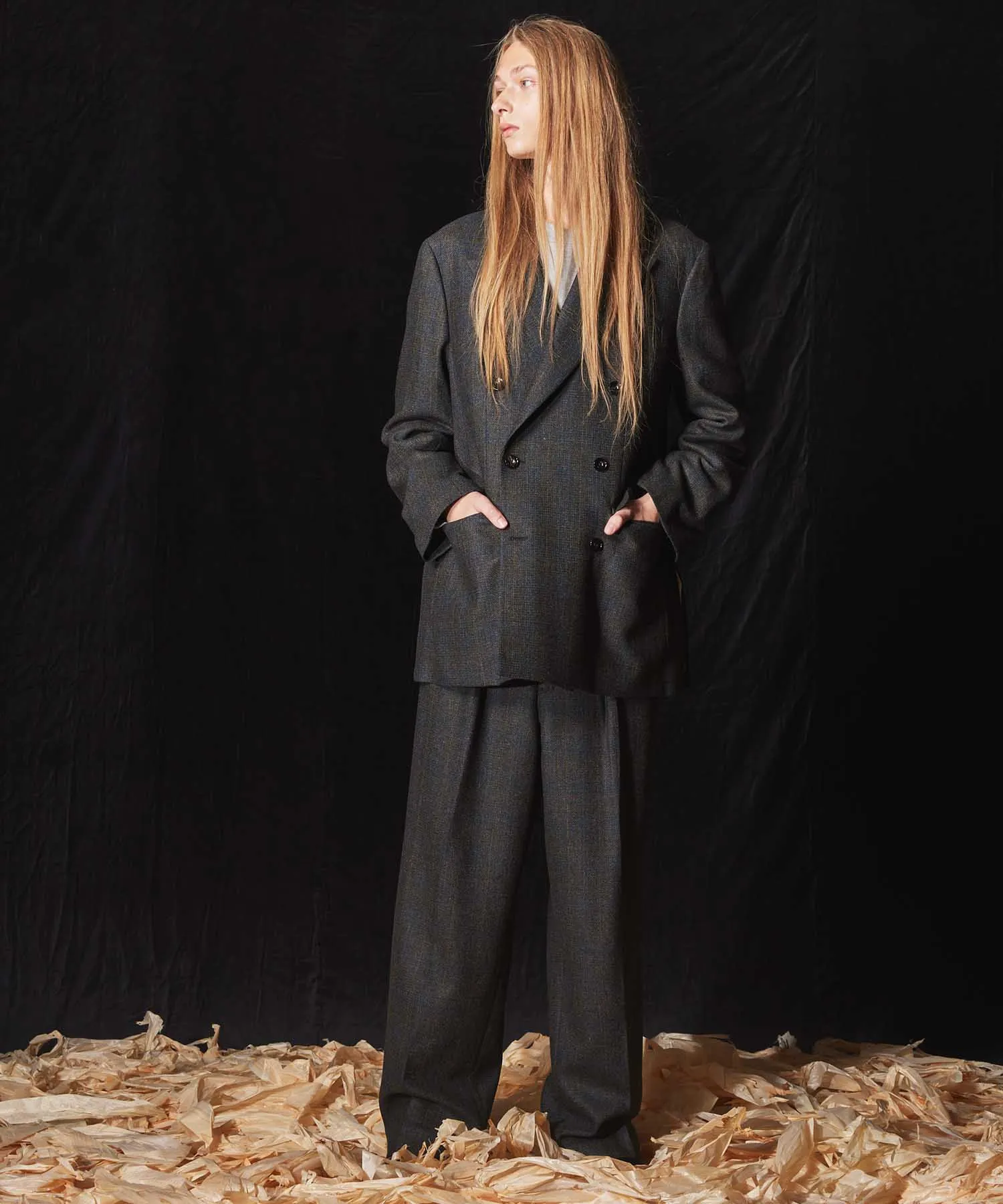 【Italian Dead Stock Fabric】Dress One-Tuck Wide Straight Pants