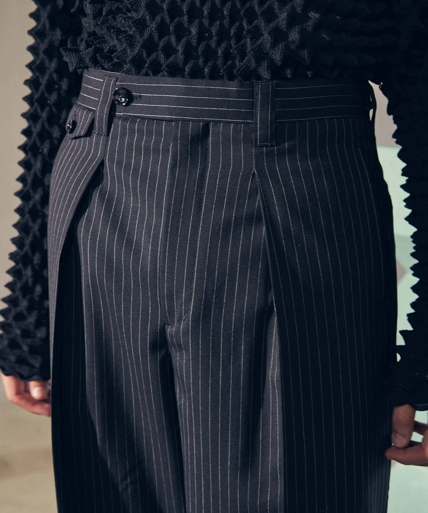 【Italian Dead Stock Fabric】Dress One-Tuck Wide Straight Pants