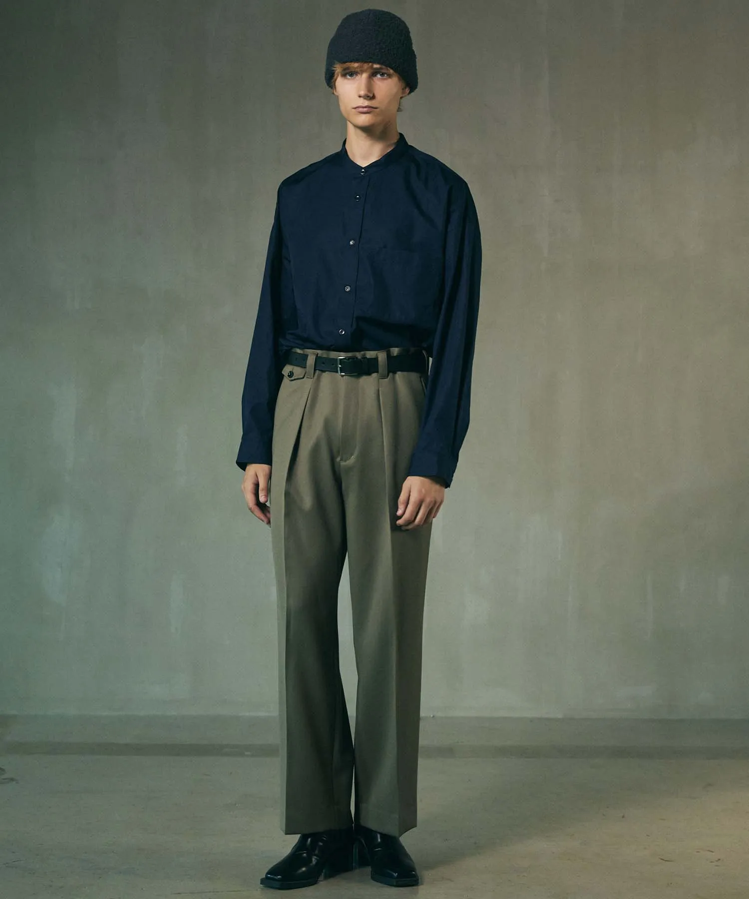 【Italian Dead Stock Fabric】Dress One-Tuck Wide Straight Pants