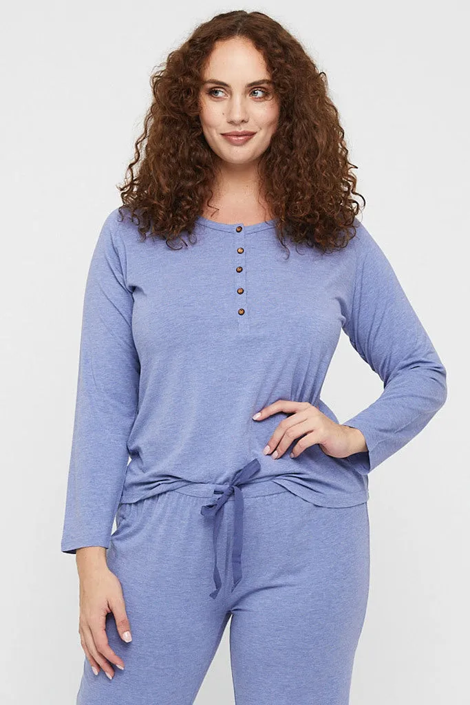 Long Sleeve Henley Top - Lavender