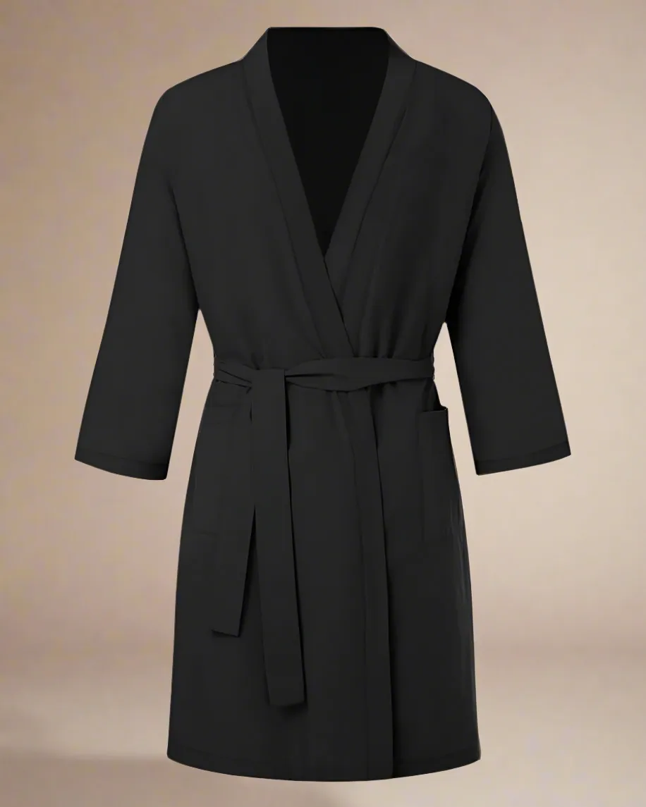 Men Black Dressing Gown - Men Cotton Robe