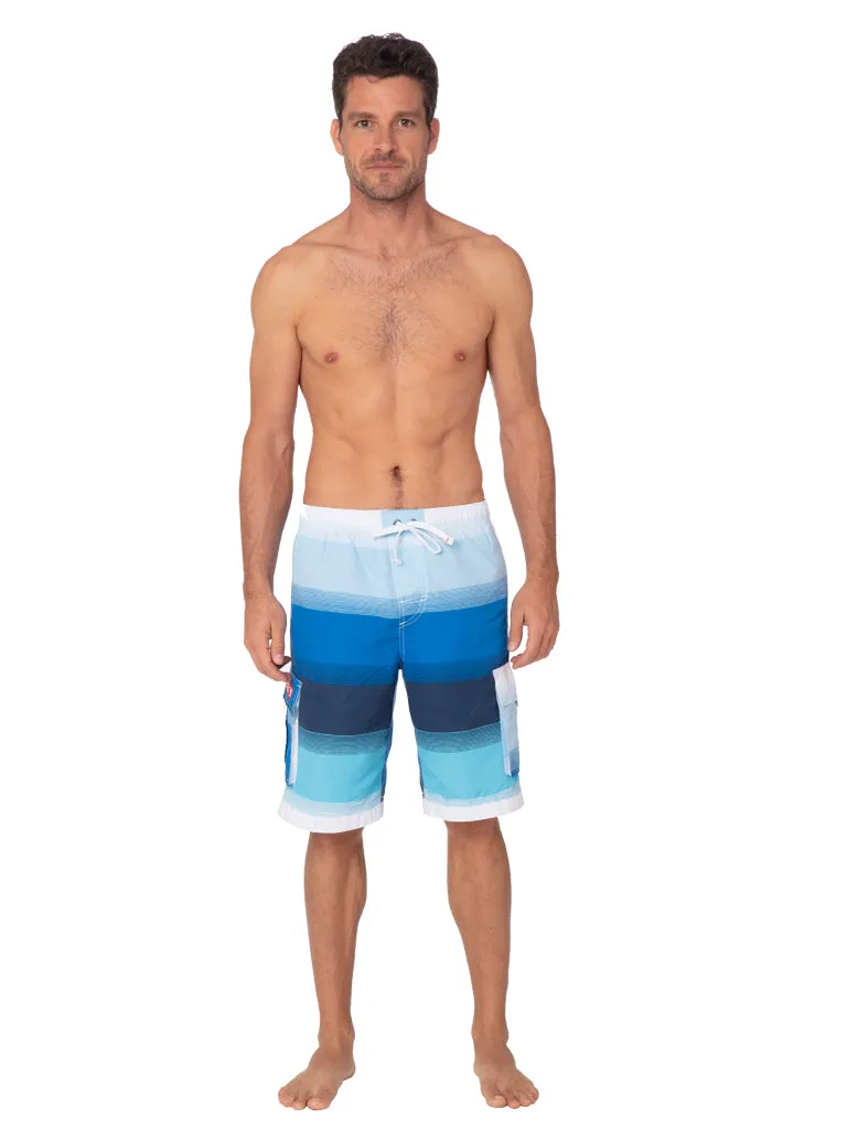 Men's Board Shorts in blue horizontal stripes