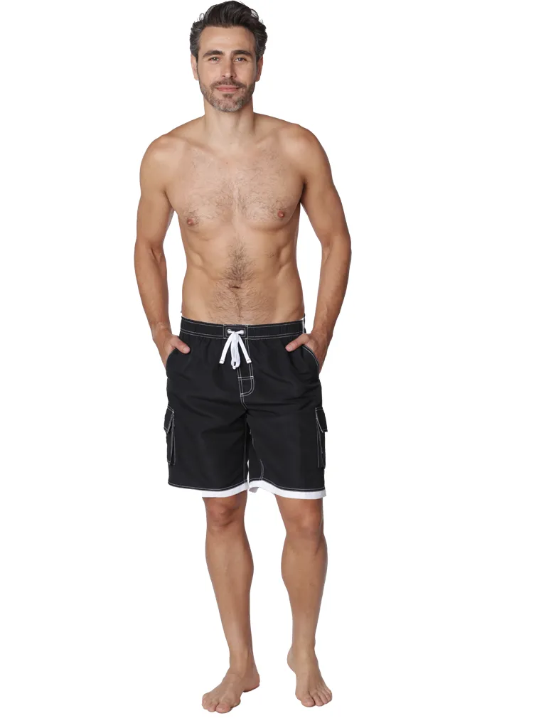 Men's Elasticized Board Shorts in bright solid colors