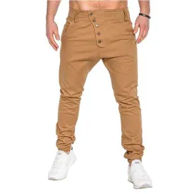 Men's Fashion Button Stitching Trousers