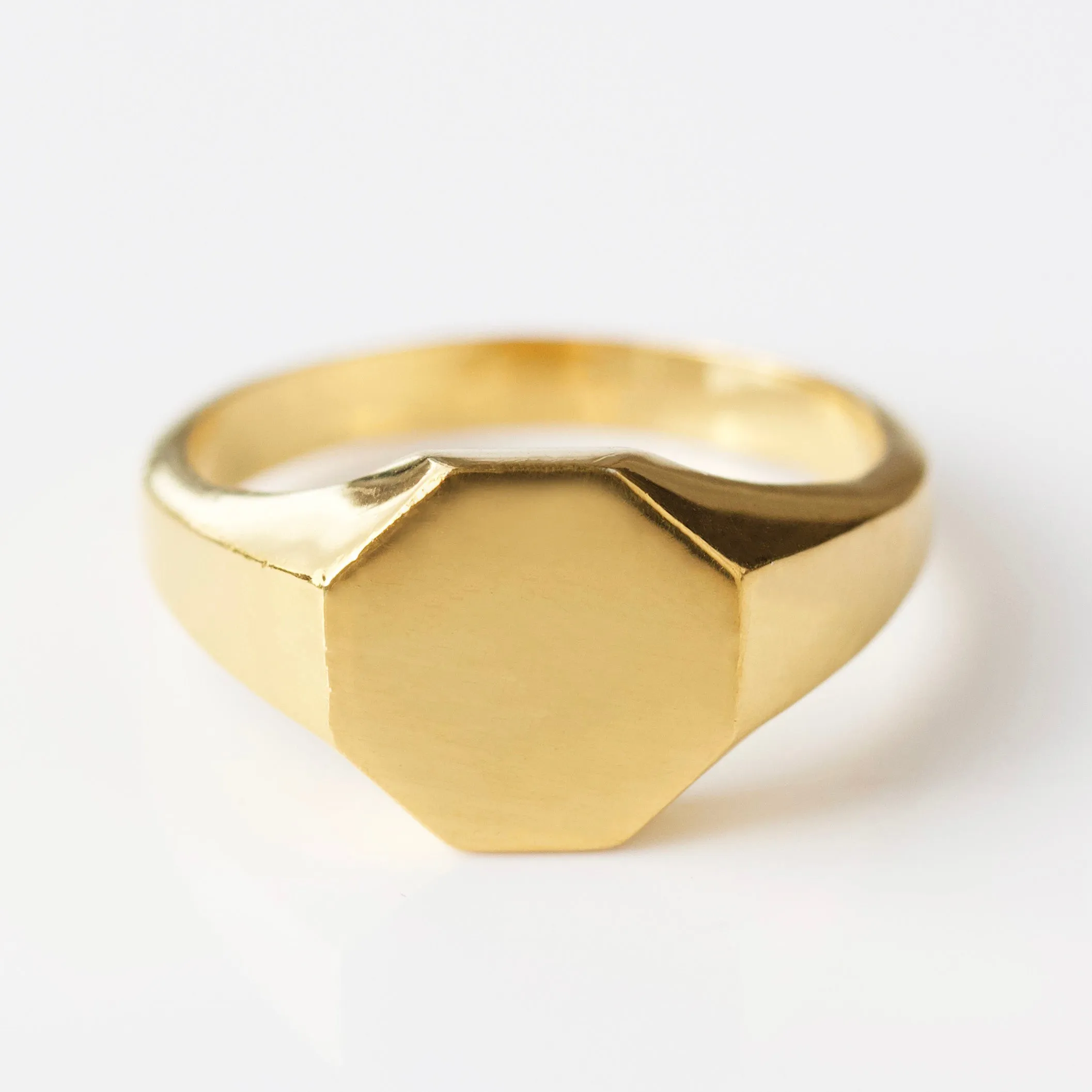 Mens Hexagon Signet Ring