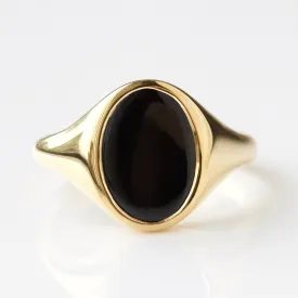 Mens Onyx Oval Signet Ring