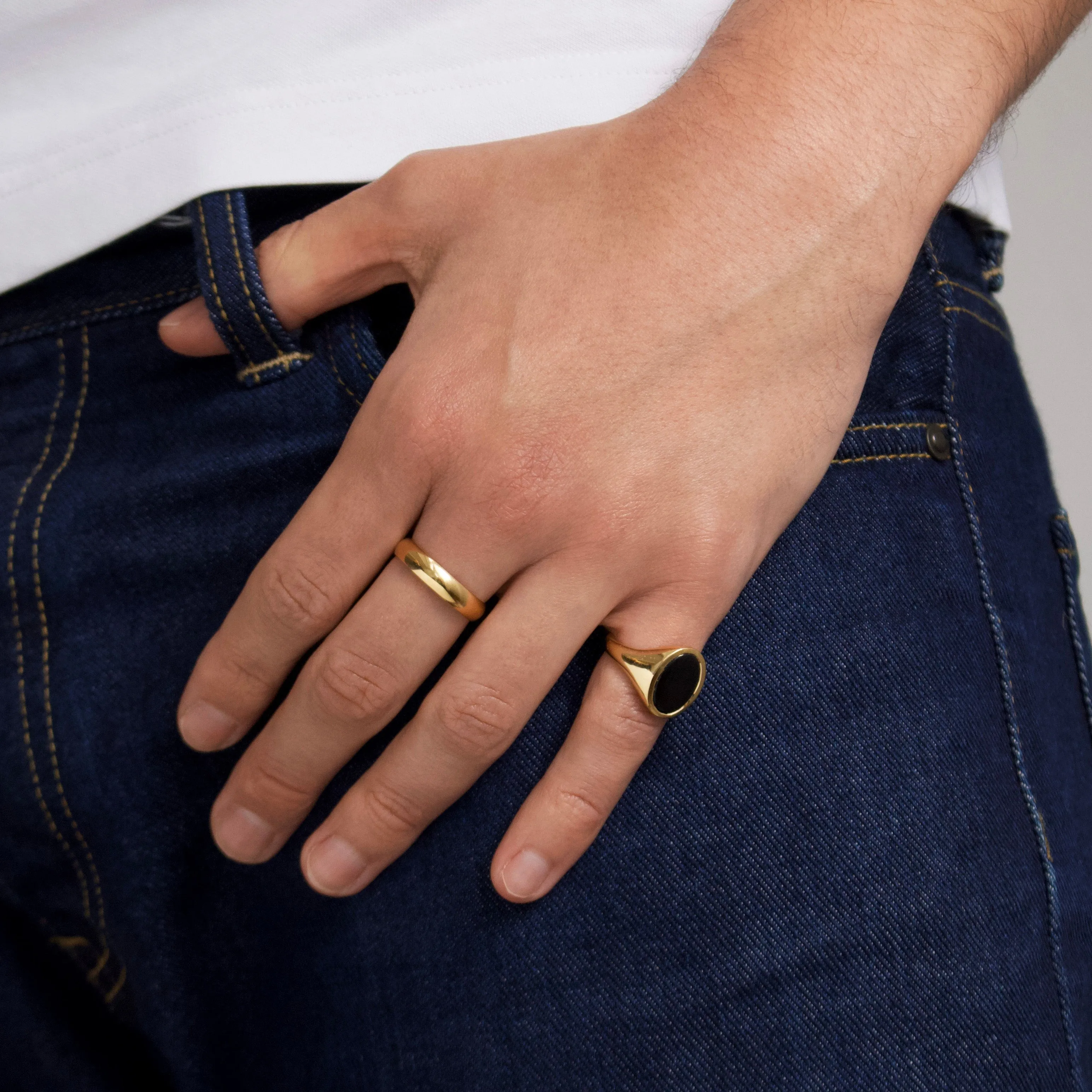 Mens Onyx Oval Signet Ring