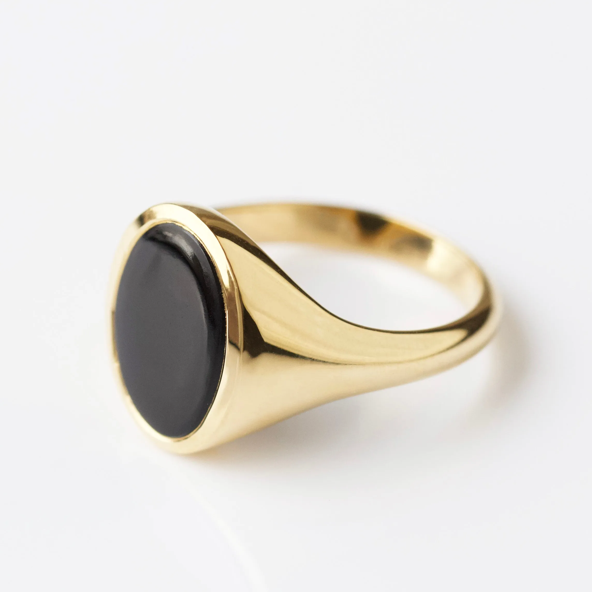 Mens Onyx Oval Signet Ring