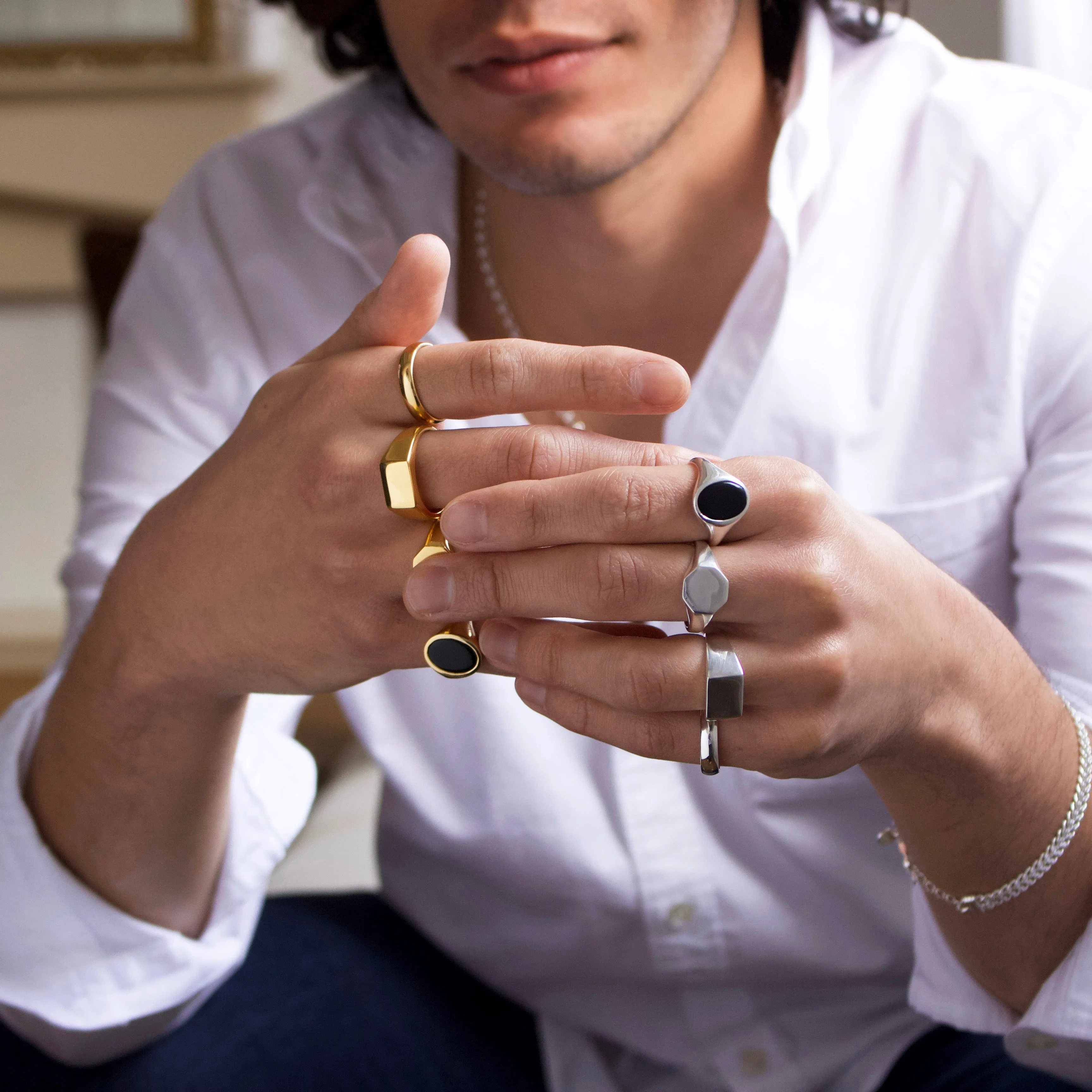 Mens Onyx Oval Signet Ring