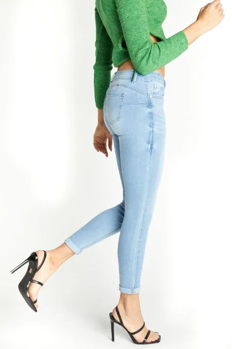 Mid Rise Push Up Ankle Skinny - EP3424 - light denim