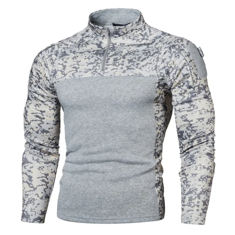 Military Field Camo Stand Collar Men's T-shirt