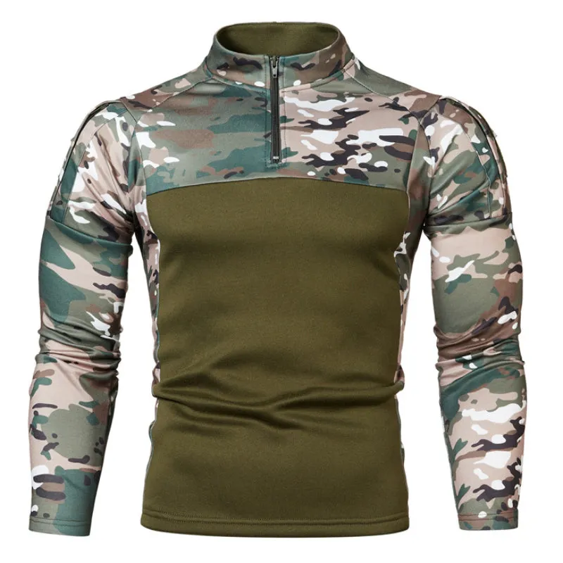 Military Field Camo Stand Collar Men's T-shirt