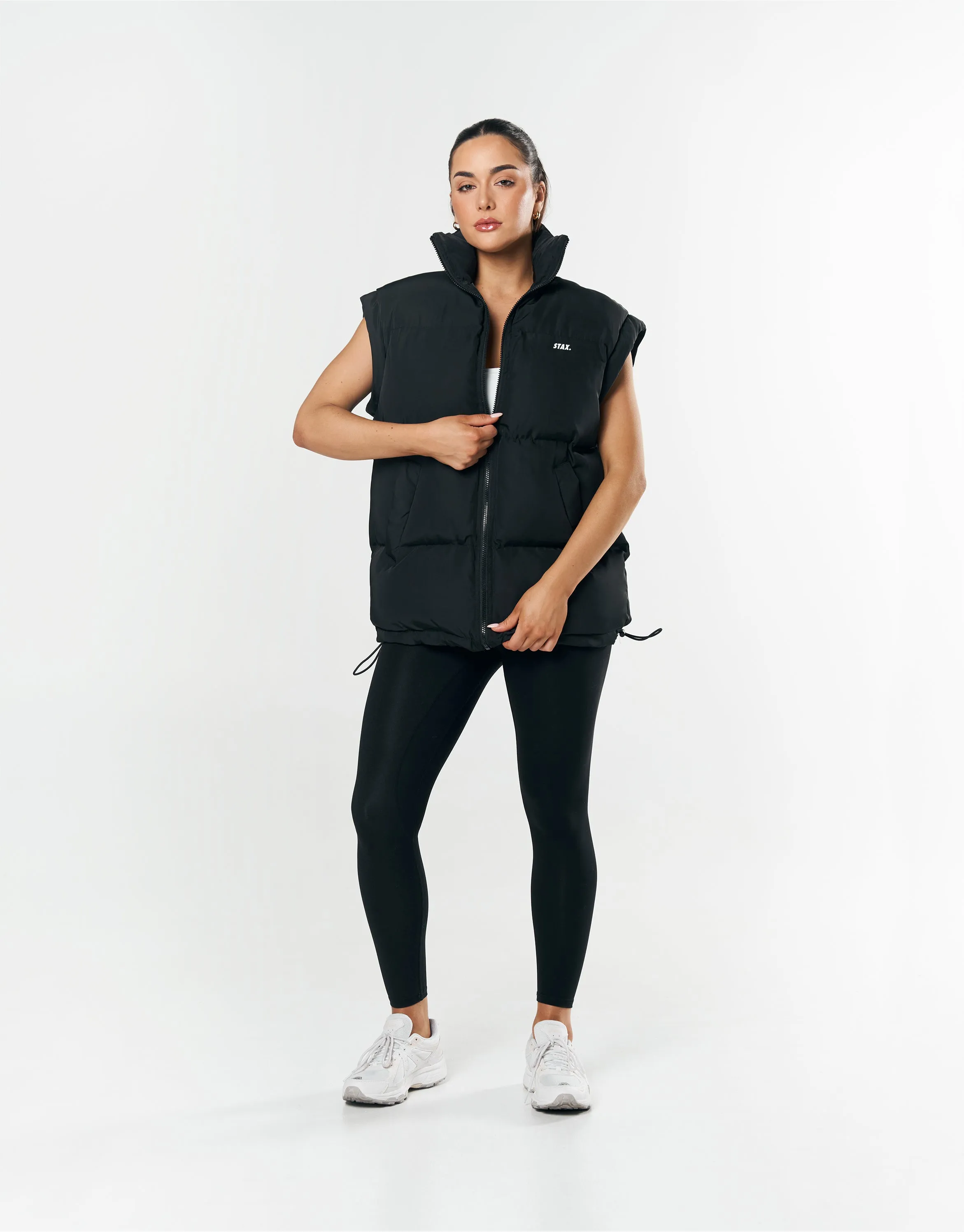 Oversized Sleeveless Puffer - Black