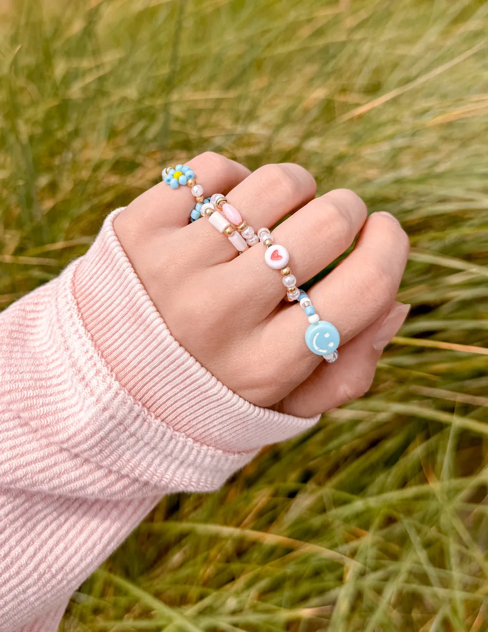 Peace Beaded Ring Set