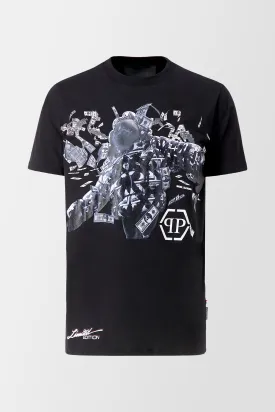 Philipp Plein Black Round Neck SS PP Limited Dollar T-shirt