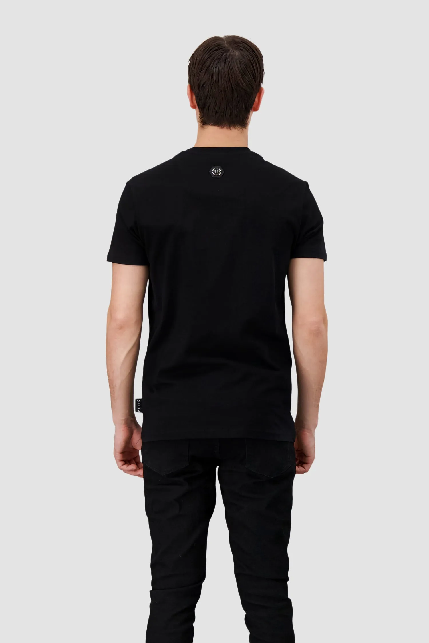 Philipp Plein Black/Neon Round Neck SS Skull Strass T-Shirt