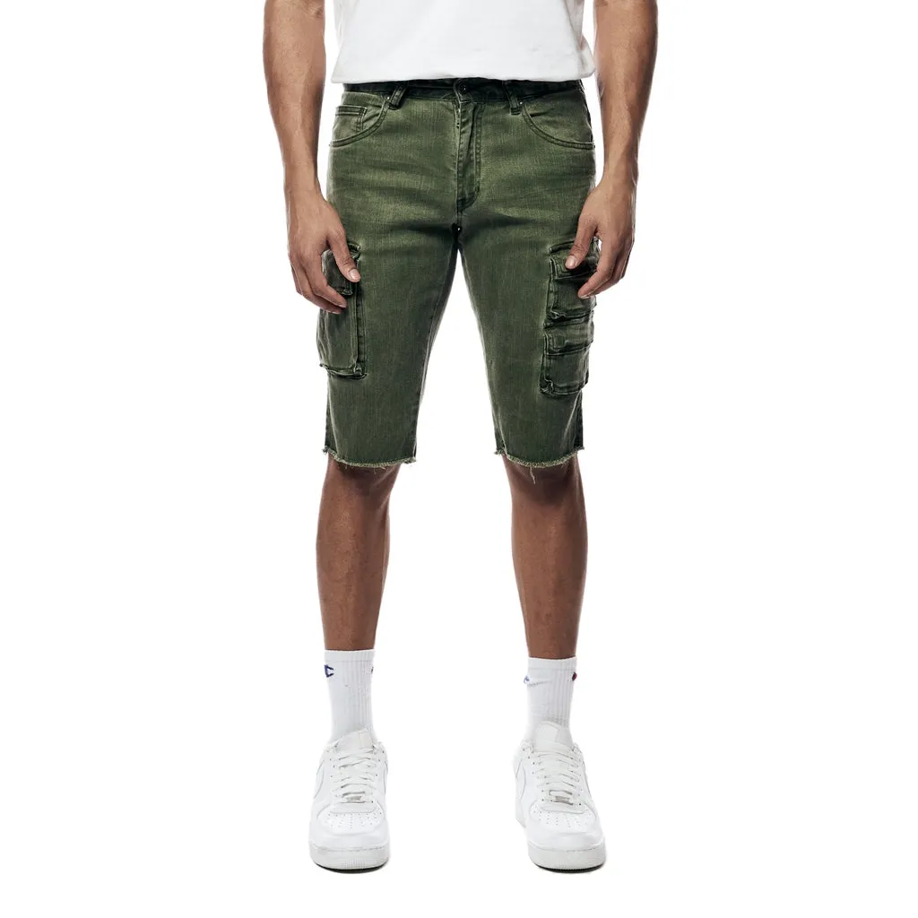 Pigment Dyed Twill Utility Shorts - Vintage Army