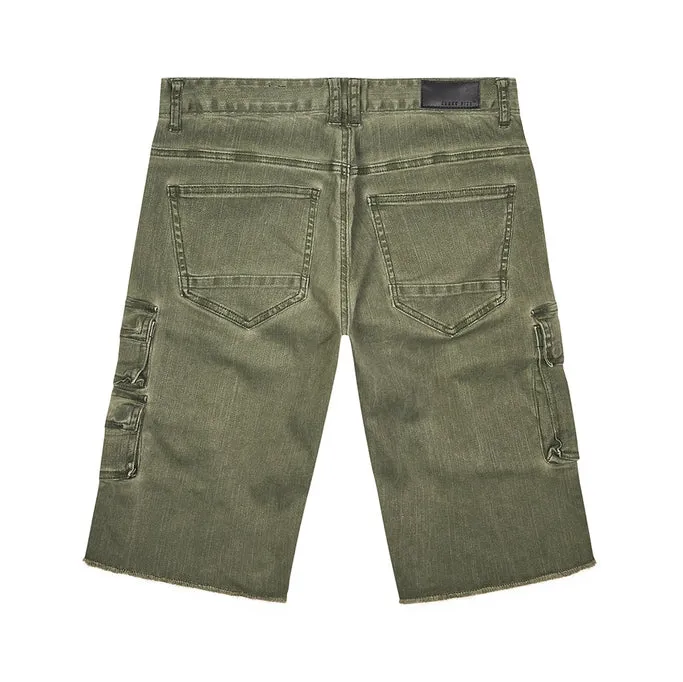 Pigment Dyed Twill Utility Shorts - Vintage Army