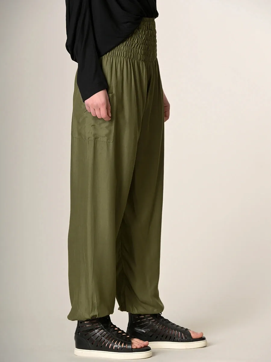 Plain Colour Harem Pants - High Crotch