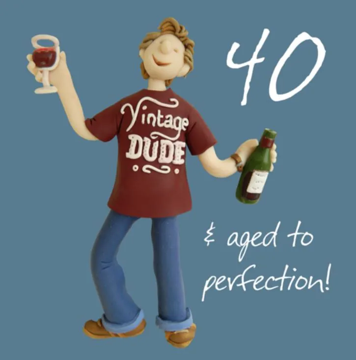 "40 & Aged to Perfection!" Birthday Greeting Card from Holy Mackerel