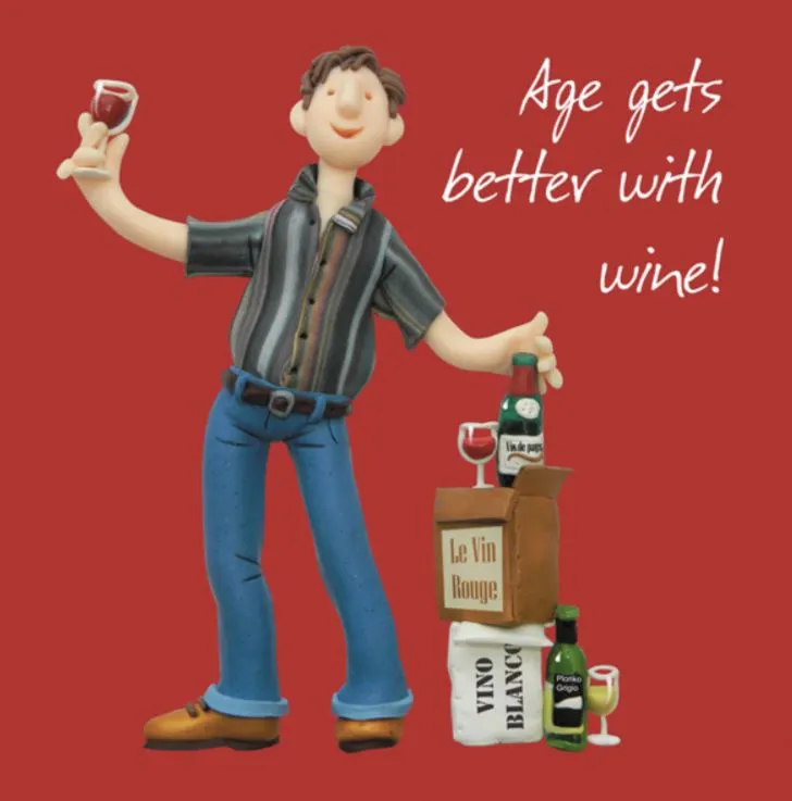 "Age Gets Better with Wine" Birthday Greeting Card from Holy Mackerel