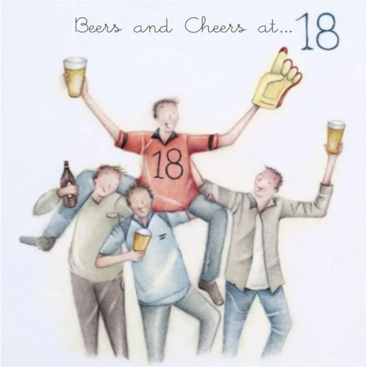 "Beers and Cheers at 18" Birthday Greeting Card from Berni Parker