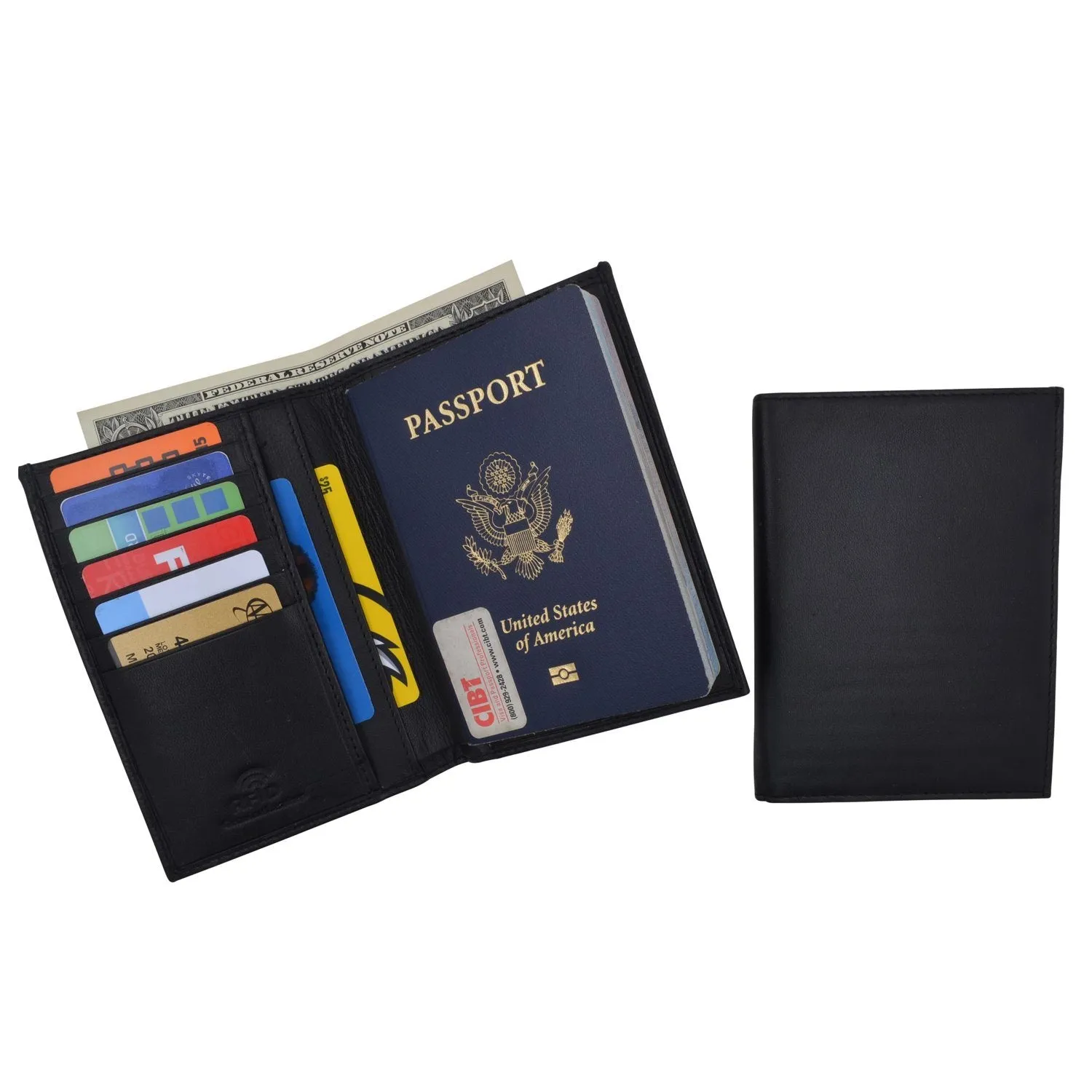 RFID Blocking Leather Bifold Wallet/Passport Holder