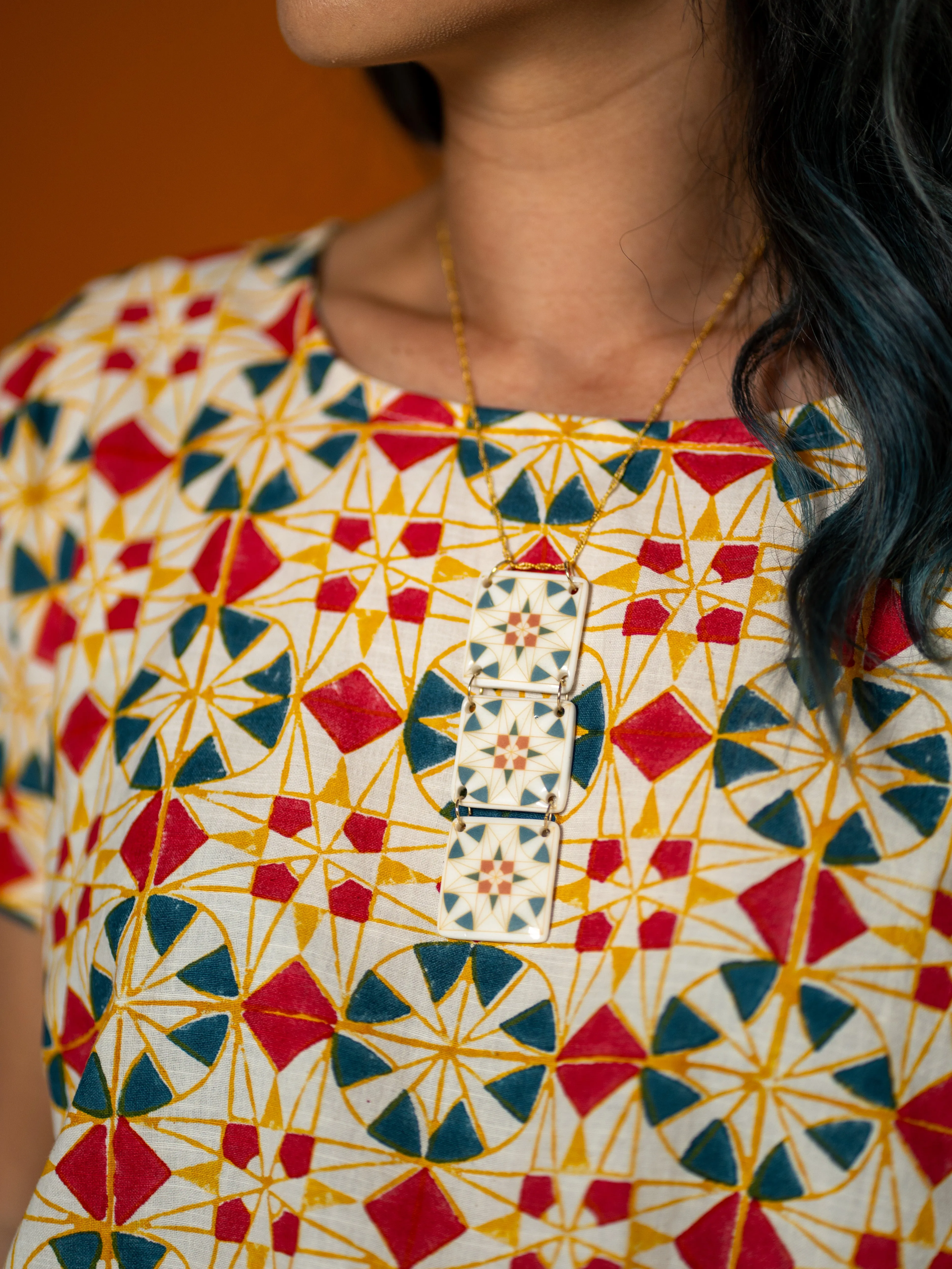 Short Sleeve Top - Parcheesi Print