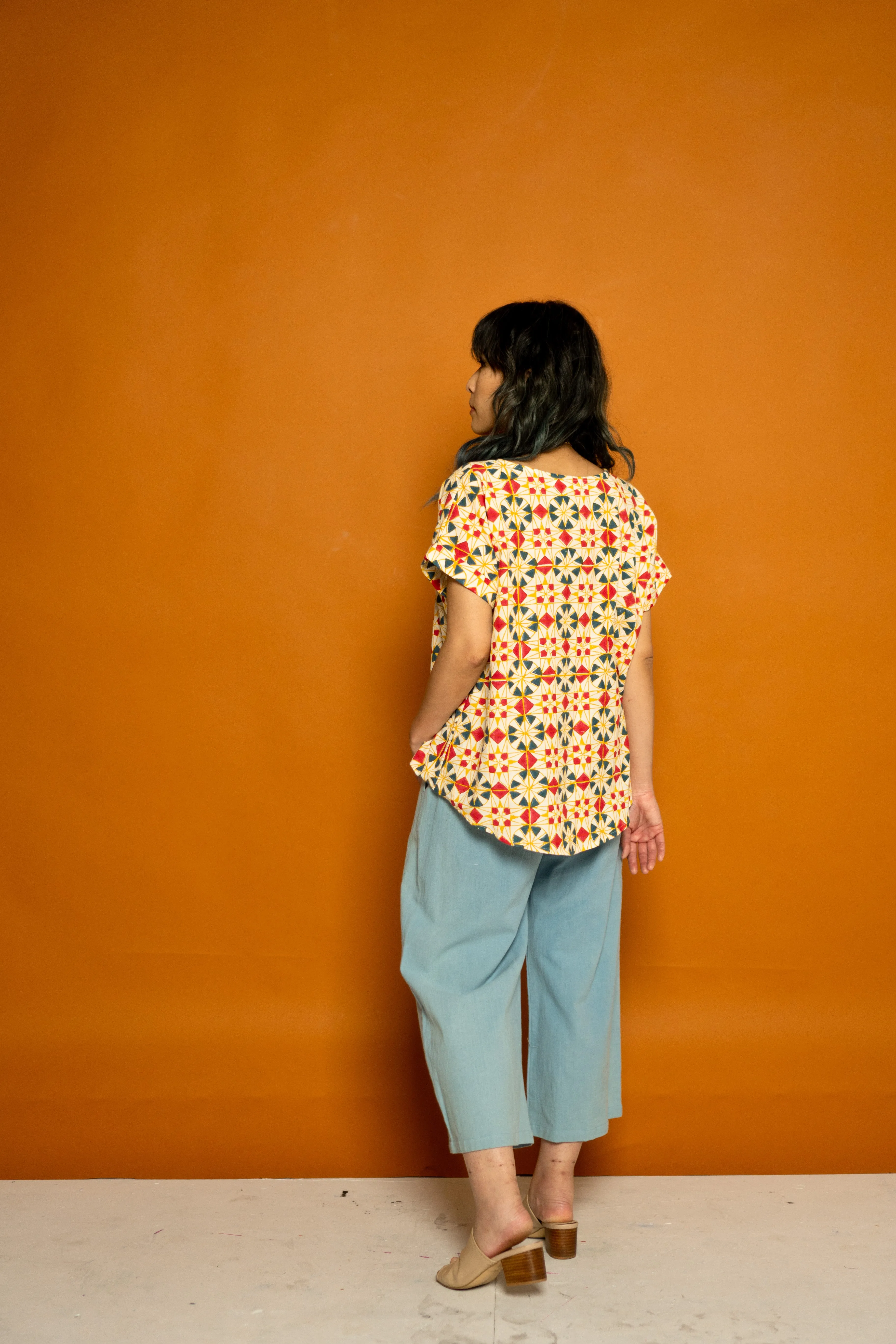 Short Sleeve Top - Parcheesi Print