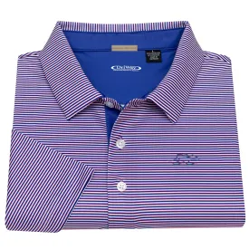 Soft Jersey Striped Polo- Azalea/White with Cobalt