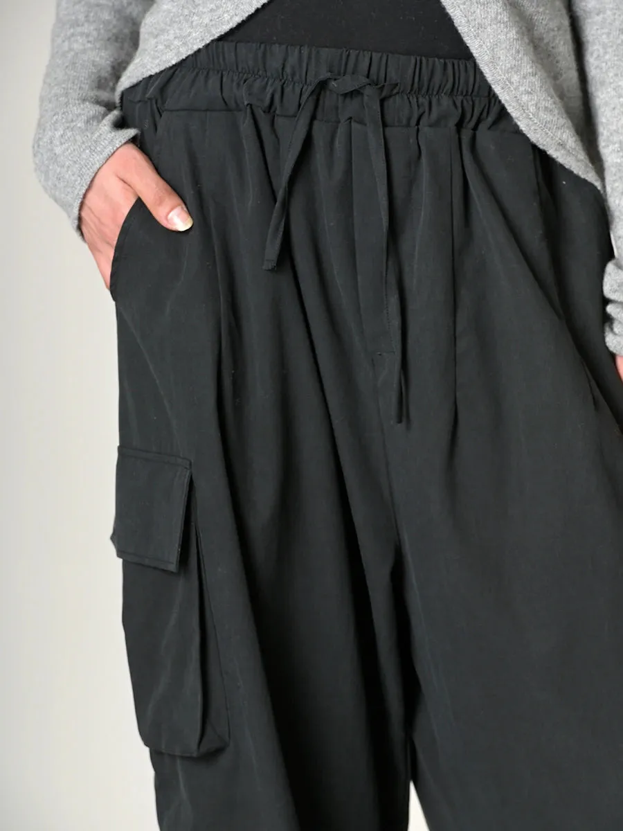 Tencel Cotton Wide Leg Cargo Trousers