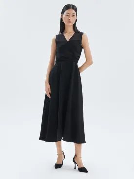 Triacetate Gathered Waist Maxi Dress