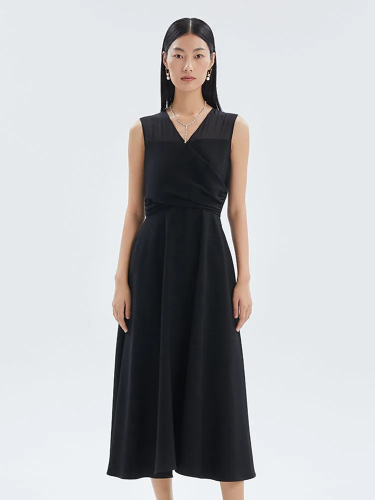 Triacetate Gathered Waist Maxi Dress