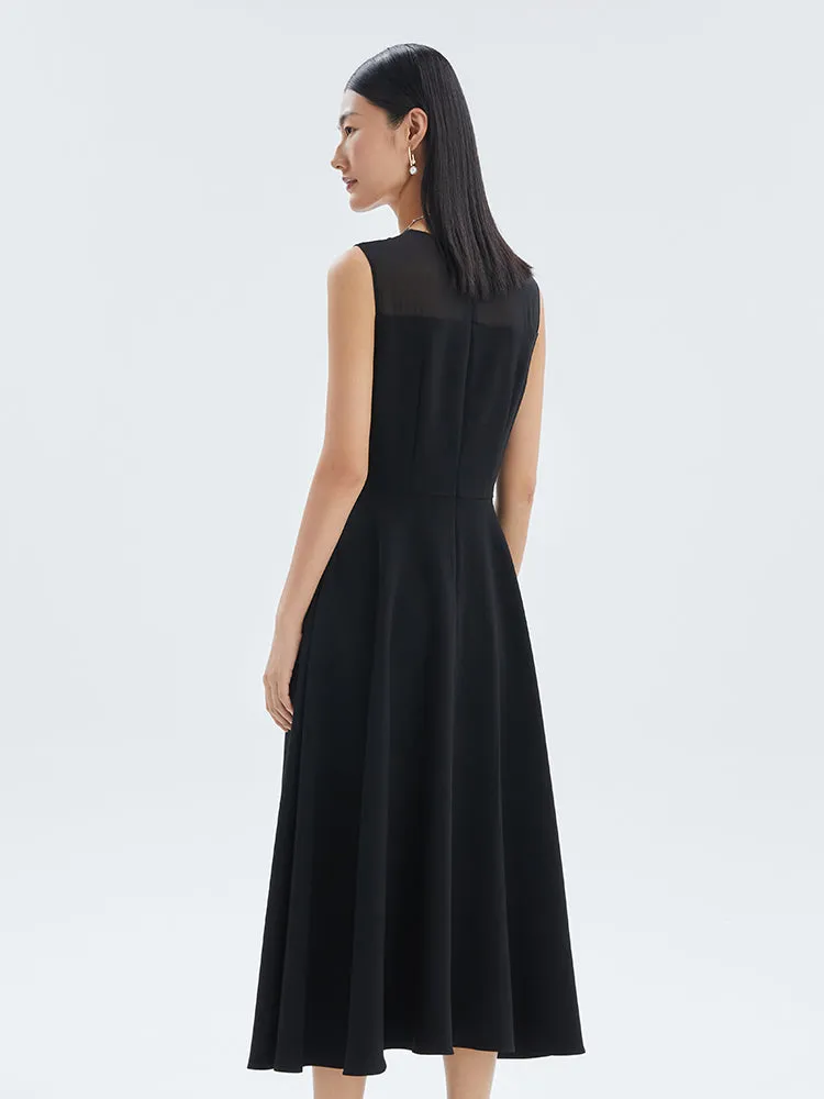 Triacetate Gathered Waist Maxi Dress