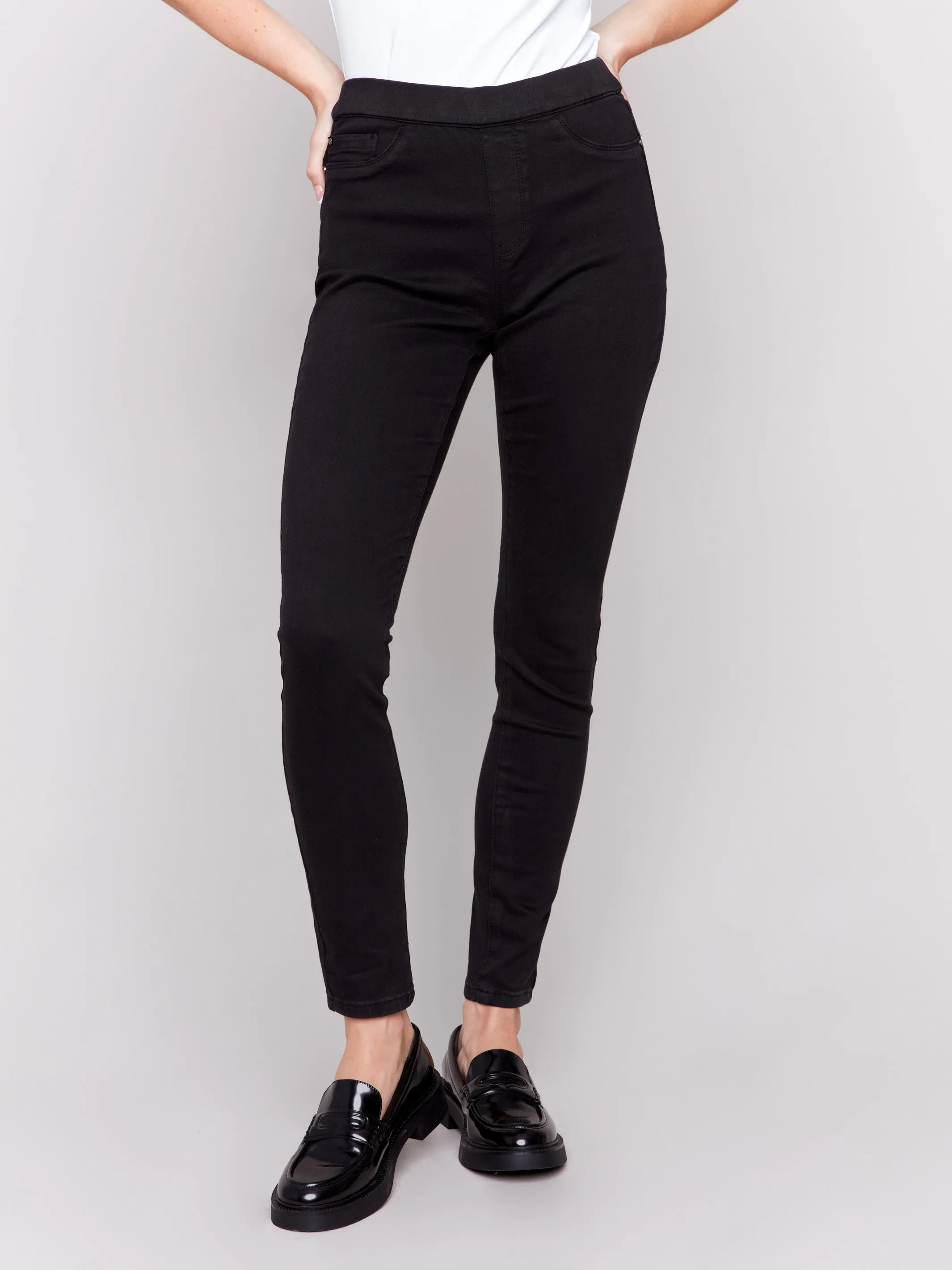 Twill Pull-On Pants - Black