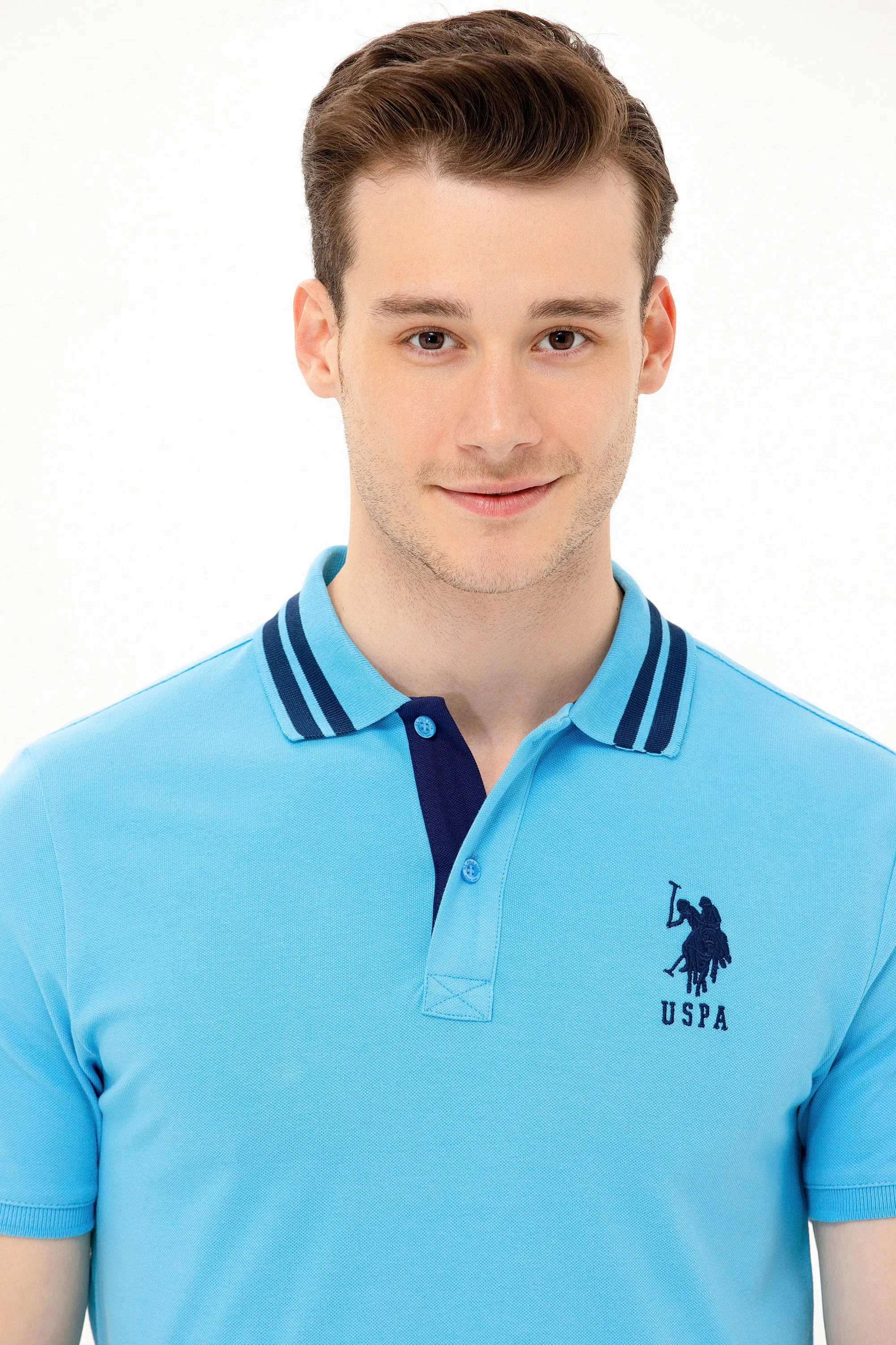 USPA Polo Shirt Men Turquoise VR093 USPOM214 Big Pony Logo Number 3 US Polo Assn.