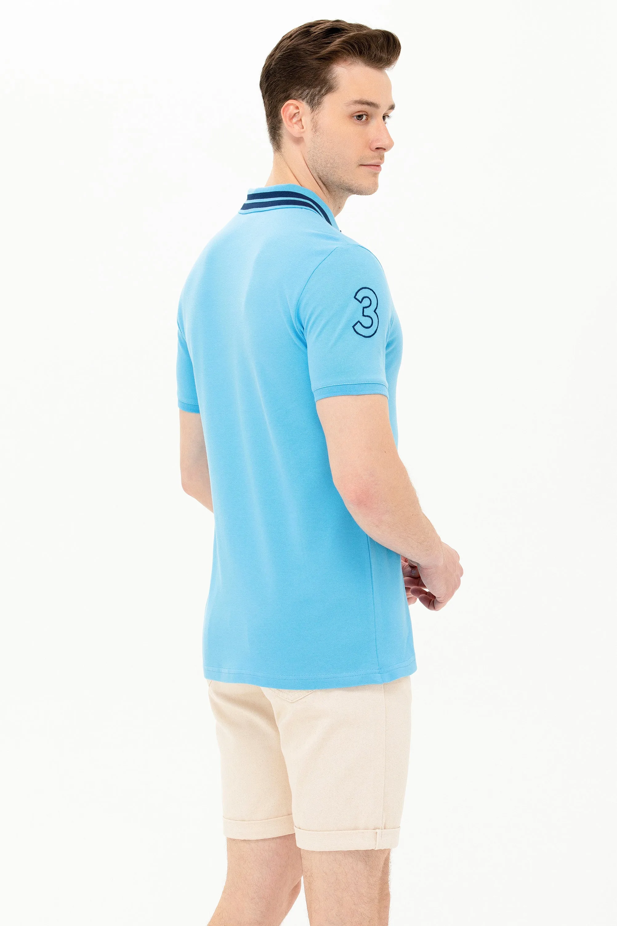 USPA Polo Shirt Men Turquoise VR093 USPOM214 Big Pony Logo Number 3 US Polo Assn.