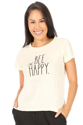 Women's "BEE HAPPY" Short Sleeve Classic Slub T-Shirt